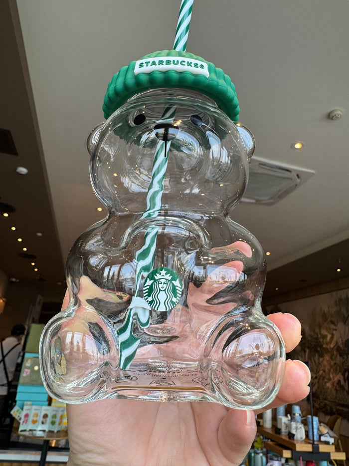 Christmas Gift Bearista Glass Straw Cup cute bear-shaped glass tumbler🐻✨