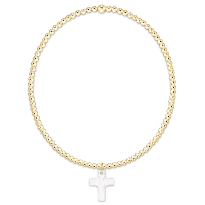 Classic Gold 2mm Bead Bracelet - Blessed Crystal Charm