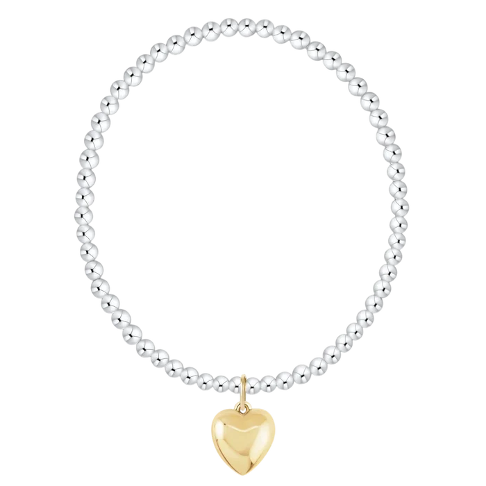 classic mixed metal 3mm bracelet - love plush gold charm