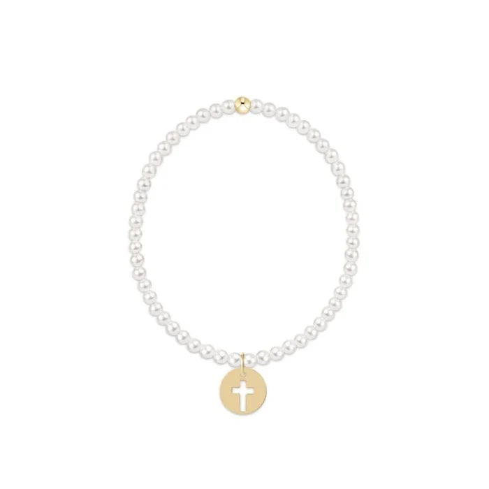 Classic Pearl 3mm Bracelet - Blessed Gold Disc