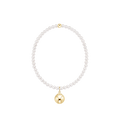 Classic Pearl 3mm Bracelet - Classic Gold 10mm charm