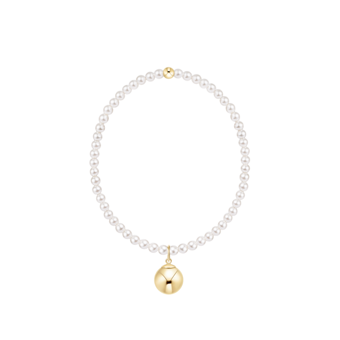Classic Pearl 3mm Bracelet - Classic Gold 10mm charm