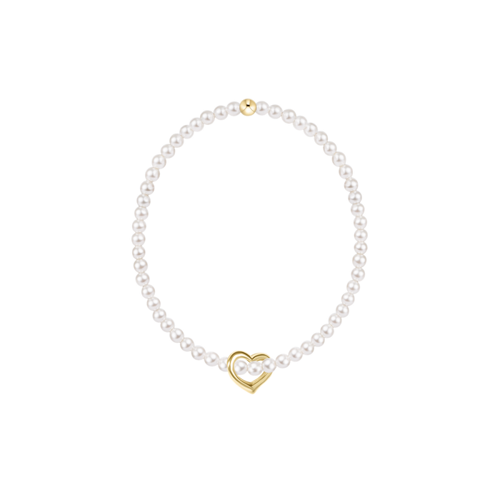 Classic Pearl 3mm Bracelet - Love Gold Charm