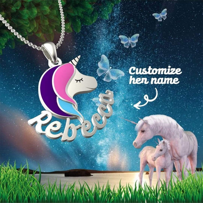 Birthday Gift for girl Custom Unicorn Name Necklace Necklace for girl MelodyNecklace