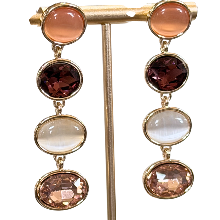 Deanna Wide Multi Stone Drop Post Earrings