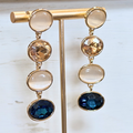 Deanna Wide Multi Stone Drop Post Earrings