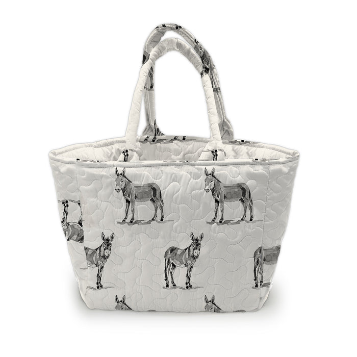 Donkey Icon Linen/Black Quilted Handbag