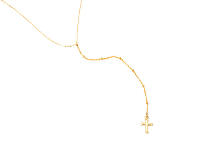 Dotted Lariat Cross Necklace