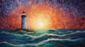 Dreamy Lighthouse In The Sea