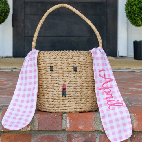 Easter Basket with Gingham Bunny Ears
