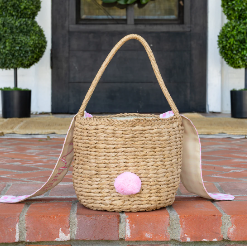 Easter Basket with Gingham Bunny Ears