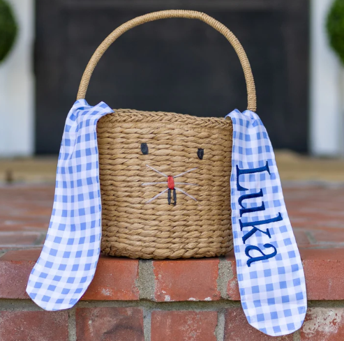 Easter Basket with Gingham Bunny Ears