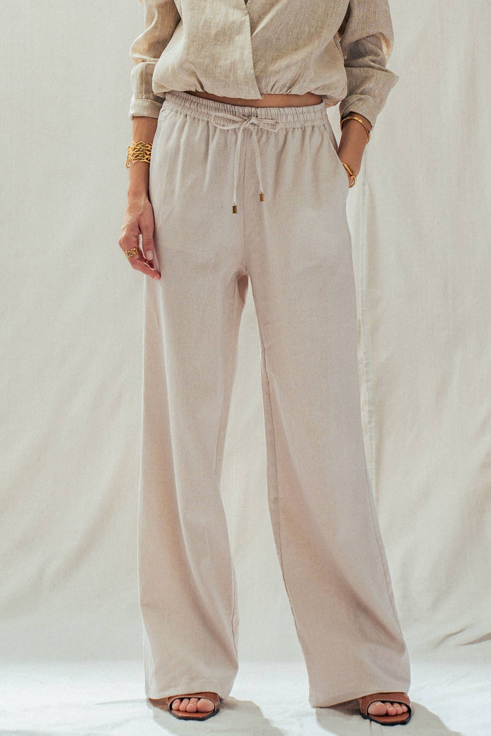 Elodie Linen Blend Wide Leg Pants