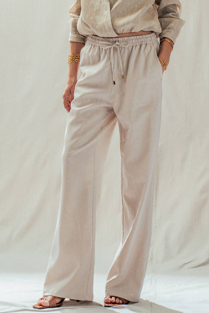Elodie Linen Blend Wide Leg Pants