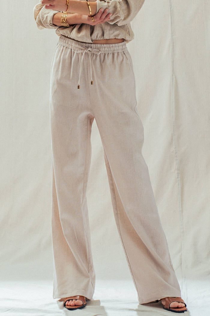 Elodie Linen Blend Wide Leg Pants