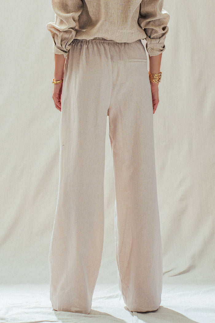 Elodie Linen Blend Wide Leg Pants