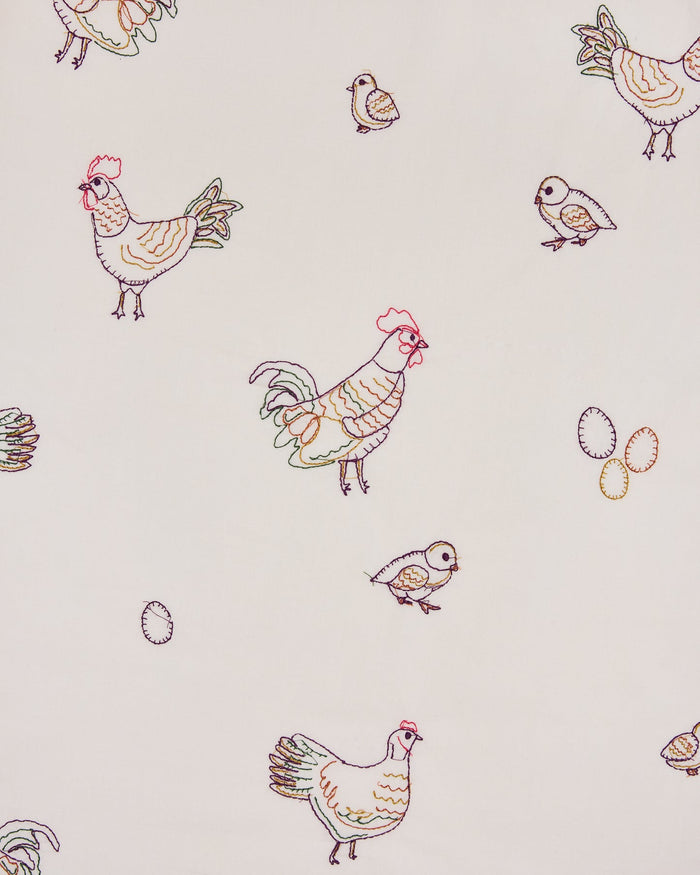 Embroidered Hens- Long PJ Set by PrintFresh