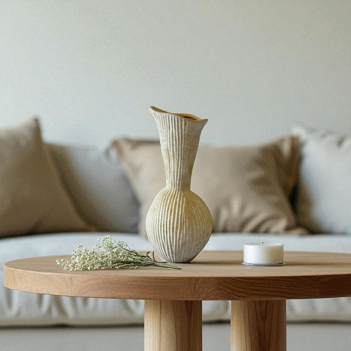 Everly Terracotta Vase, Hand-painted in Sandwashed Ivory or Jet Black, 4.7"D x 10.6"H