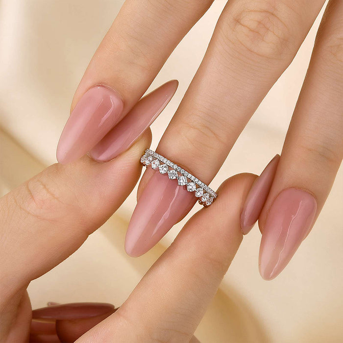 Exquisite Yellow Gold Two Rows Round Cut Wedding Band In Sterling Silver