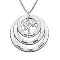 Christmas Gift Family Circle Necklace with Hanging Family Tree Silver Mom Necklace MelodyNecklace