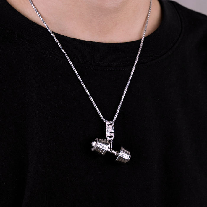 Father's Day Gift DAD Dumbbell Necklace With Personalized Name Charms