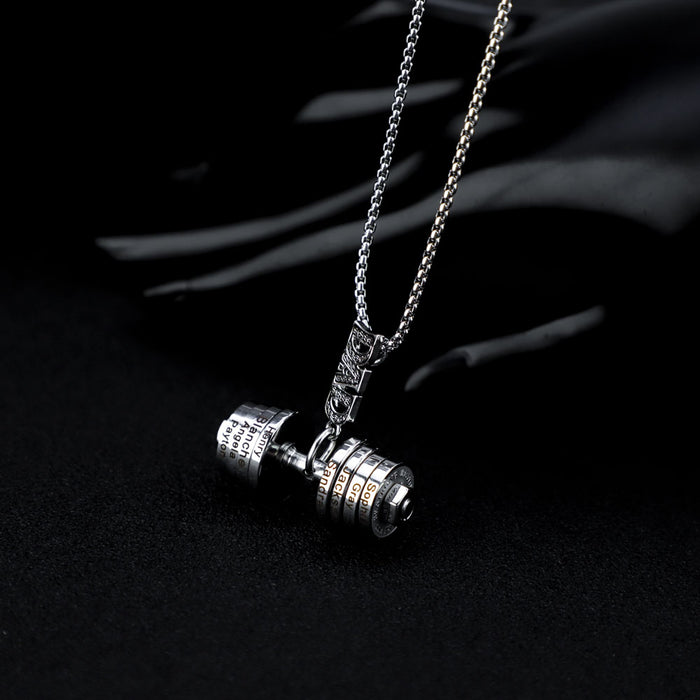 Father's Day Gift DAD Dumbbell Necklace With Personalized Name Charms