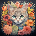 Featuring Blue Eyed Kitty In Flowers
