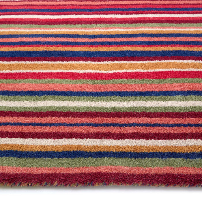 Fine Stripes Multi Rug- 100% recycled wool striped rug.