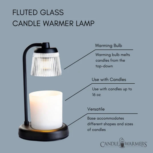 Fluted Glass Candle Warmer Lamp Black