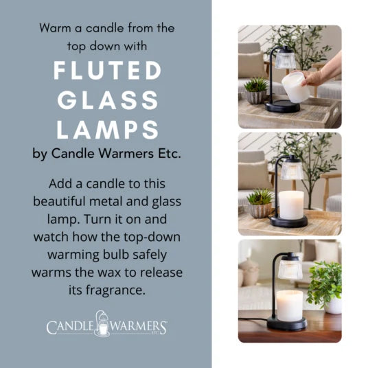 Fluted Glass Candle Warmer Lamp Black