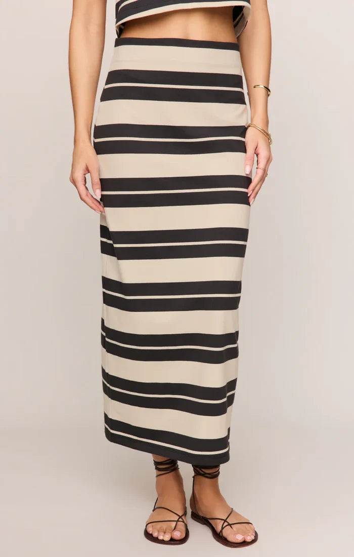 Gail Striped Jersey Midi Skirt - Ash Black Stripe by Z Supply
