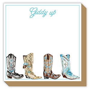 Giddy Up Western Boots with Turquoise Border Luxe Notepad