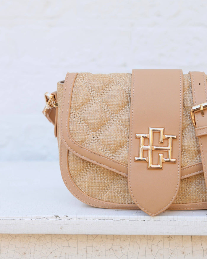 Griffin Crossbody Bag Woven Tan