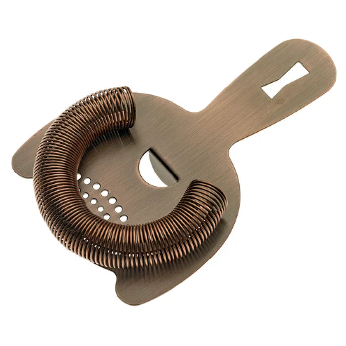 Heavy-Duty Spring Bar Strainer, Antique Copper on white background.