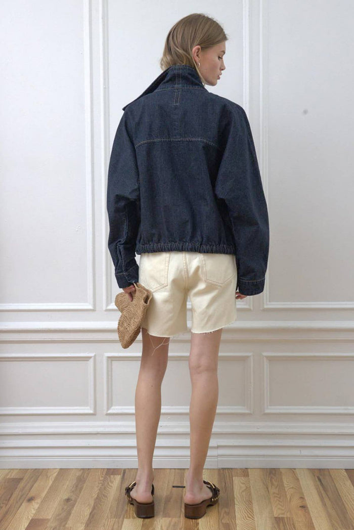 Hendrix  High Neck Hem Denim Jacket