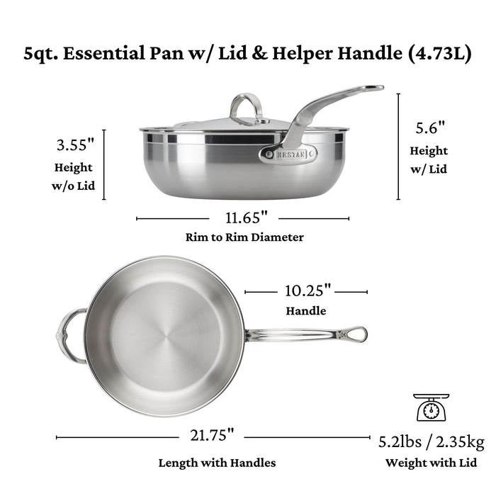 Hestan Probond 5.0qt Covered Essential Pan w/helper handle (28cm)