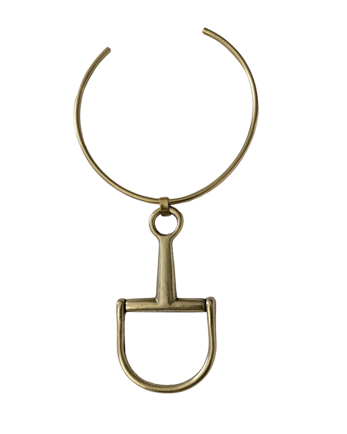 Isadora Yochi Silver Horse Bit Open Collar Necklace