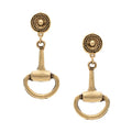Jaxon Yochi Gold Horse Bit Medallion Drop Earrings