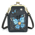 Kisslock Cellphone Crossbody - Blue Butterfly