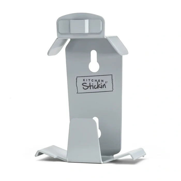 Gray kitchen tape dispenser with 'Kitchen Stickin' label on a white background.