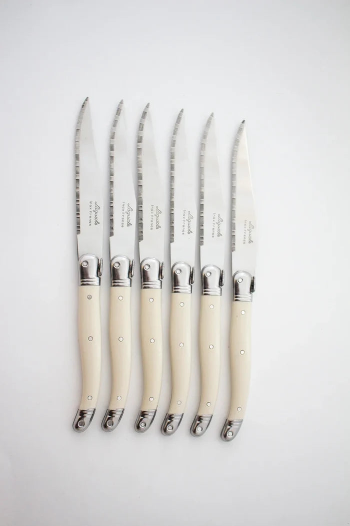 Laguiole Ivory Knives Cutlery Set in Presentation Box, Set of 6