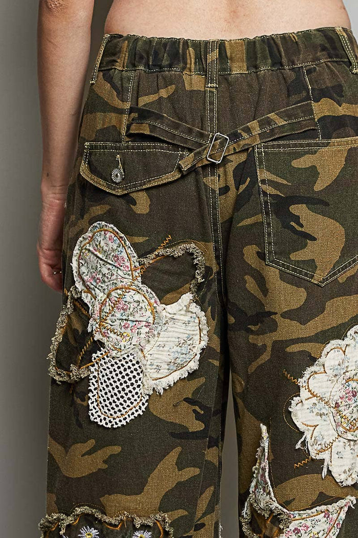 Lana Floral Embroidered Butterfly Patchwork Pants