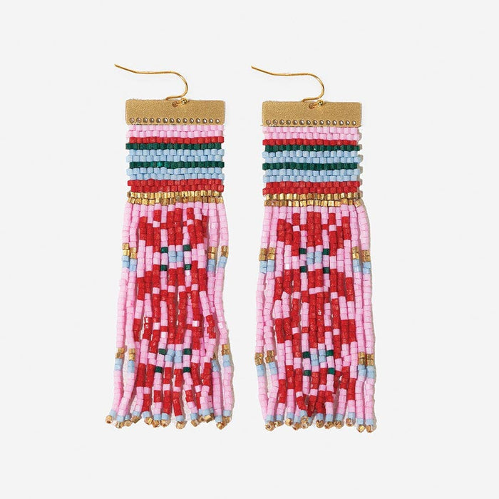 Lauren Nordic Holiday Beaded Fringe Earrings