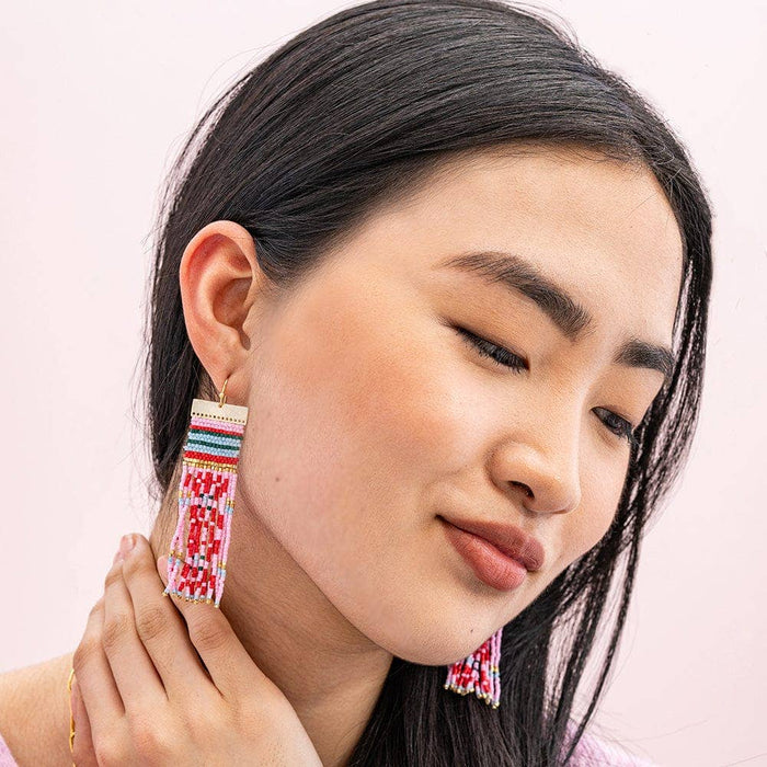 Lauren Nordic Holiday Beaded Fringe Earrings