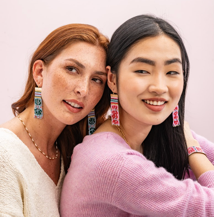 Lauren Nordic Holiday Beaded Fringe Earrings