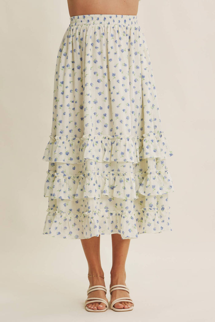 Lexley Floral Midi Tiered Skirt