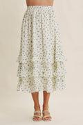 Lexley Floral Midi Tiered Skirt