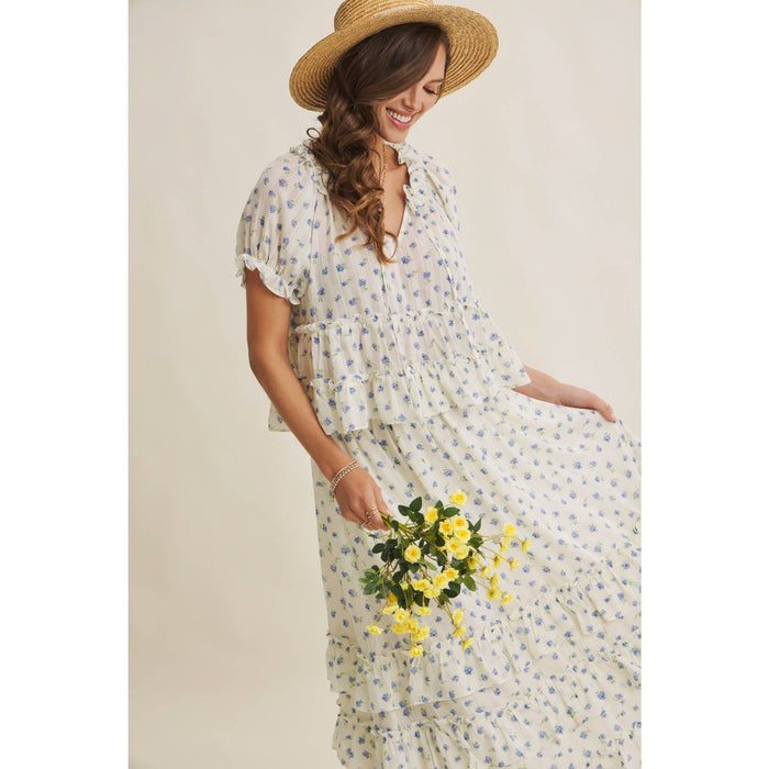 Lexley Floral Midi Tiered Skirt