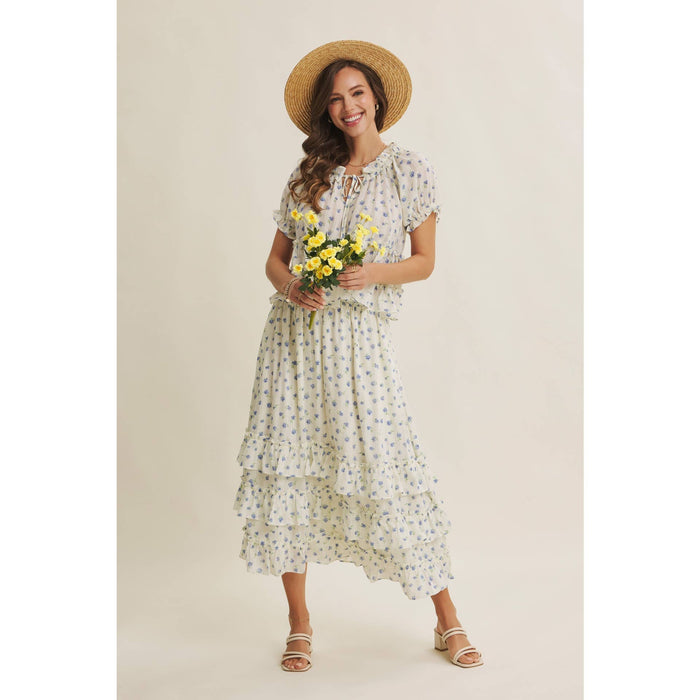 Lexley Floral Midi Tiered Skirt