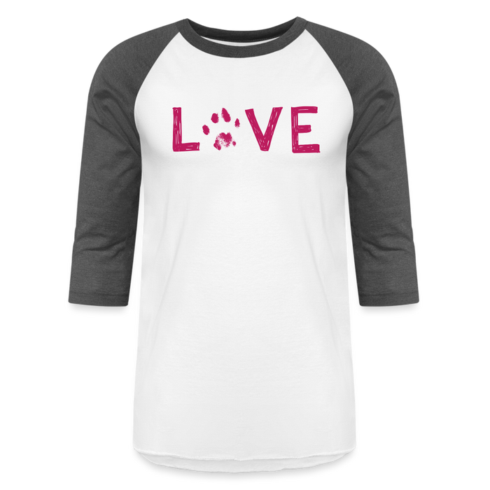 Love Pawprint Baseball T-Shirt - white/charcoal